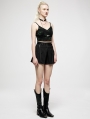 Black Gothic Punk A-Line Casual Fake Two-Piece Shorts for Women