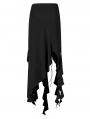 Black Gothic Grunge Irregular Ruffles Tassel Long Skirt
