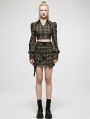 Black and Brown Plaid Gothic Punk Grunge Asymmetric Short Skirt