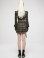 Black and Brown Plaid Gothic Punk Grunge Asymmetric Short Skirt