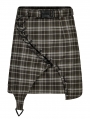Black and Brown Plaid Gothic Punk Grunge Asymmetric Short Skirt