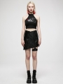 Black Gothic Dragon Pattern Jacquard Irregular Detachable Leg Loop Short Skirt