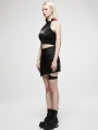 Black Gothic Dragon Pattern Jacquard Irregular Detachable Leg Loop Short Skirt