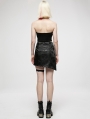 Black Gothic Dragon Pattern Jacquard Irregular Detachable Leg Loop Short Skirt