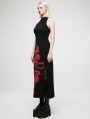 Black and Red Sexy Gothic Punk Chinese Style Handwritten Ink Print Long Dress