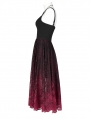 Black and Red Gothic Daily Wear Lace Slip Dress