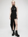 Black Sexy Gothic Punk Asymmetric Long Dress with Detachable Leg Loops