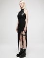 Black Sexy Gothic Punk Asymmetric Long Dress with Detachable Leg Loops