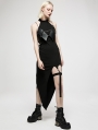 Black Sexy Gothic Punk Asymmetric Long Dress with Detachable Leg Loops