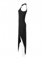 Black Sexy Gothic Punk Asymmetric Long Dress with Detachable Leg Loops