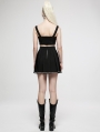 Black Gothic Punk Metal Buckle Pleated Short Skirt