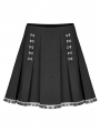 Black Gothic Punk Metal Buckle Pleated Short Skirt