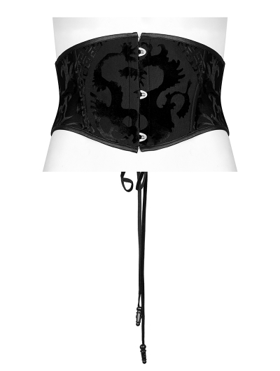 Black Gothic Chinese Style Dragon Pattern Cincher Belt