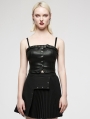 Black Gothic Punk Daily Wear PU Leather Bustier Top for Women