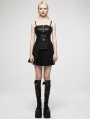 Black Gothic Punk Daily Wear PU Leather Bustier Top for Women