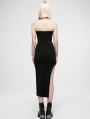 Black Gothic Chinese Style Minimalist Halterneck Vest Top for Women