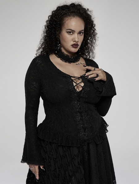 Plus size black clearance lace shirt