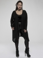 Black Gothic Daily Wear Asymmetrical Plus Size Trench Coat for Women