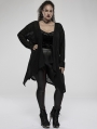 Black Gothic Daily Wear Asymmetrical Plus Size Trench Coat for Women