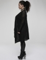Black Gothic Daily Wear Asymmetrical Plus Size Trench Coat for Women