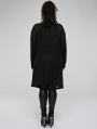 Black Gothic Daily Wear Asymmetrical Plus Size Trench Coat for Women