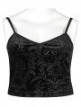 Black Retro Gothic Velvet Plus Size Tank Top for Women