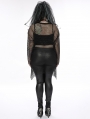 Black Gothic Punk Women's Asymmetrical Loose Mesh Plus Size T-Shirt