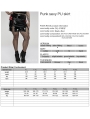 Black Gothic Punk Military Sexy Slit PU Leather Short Plus Size Skirt