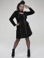 Black Gothic Punk Military Style Long Sleeve Short Plus Size Dress