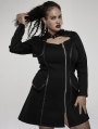 Black Gothic Punk Military Style Long Sleeve Short Plus Size Dress