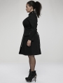 Black Gothic Punk Military Style Long Sleeve Short Plus Size Dress