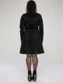Black Gothic Punk Military Style Long Sleeve Short Plus Size Dress