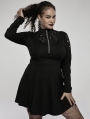 Black Gothic Punk High Neck Long Sleeve Daily Wear Plus Size Dress