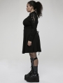 Black Gothic Punk High Neck Long Sleeve Daily Wear Plus Size Dress