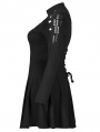 Black Gothic Punk High Neck Long Sleeve Daily Wear Plus Size Dress