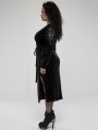 Black Gothic Sexy V-Neck Velvet Slit Long Sleeve Plus Size Dress