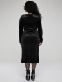 Black Gothic Sexy V-Neck Velvet Slit Long Sleeve Plus Size Dress