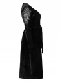 Black Gothic Sexy V-Neck Velvet Slit Long Sleeve Plus Size Dress