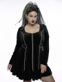 Black Gothic Punk Long Sleeve Velvet Short Plus Size Dress
