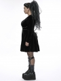 Black Gothic Punk Long Sleeve Velvet Short Plus Size Dress