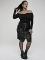 Black Gothic Punk Sexy PU Leather Bodycon Plus Size Skirt