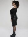 Black Gothic Punk Sexy PU Leather Bodycon Plus Size Skirt