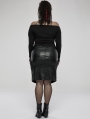 Black Gothic Punk Sexy PU Leather Bodycon Plus Size Skirt