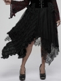 Black Gothic Daily Wear Lace Asymmetric Plus Size Skirt