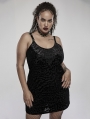 Black Retro Gothic Velvet Short Plus Size Dress