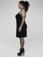 Black Retro Gothic Velvet Short Plus Size Dress