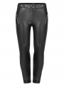 Black Gothic Punk PU Leather Long Plus Size Trousers for Women