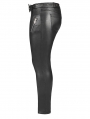 Black Gothic Punk PU Leather Long Plus Size Trousers for Women