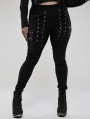 Black Gothic Punk Ripped Long Plus Size Trousers for Women