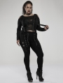 Black Gothic Punk Ripped Long Plus Size Trousers for Women